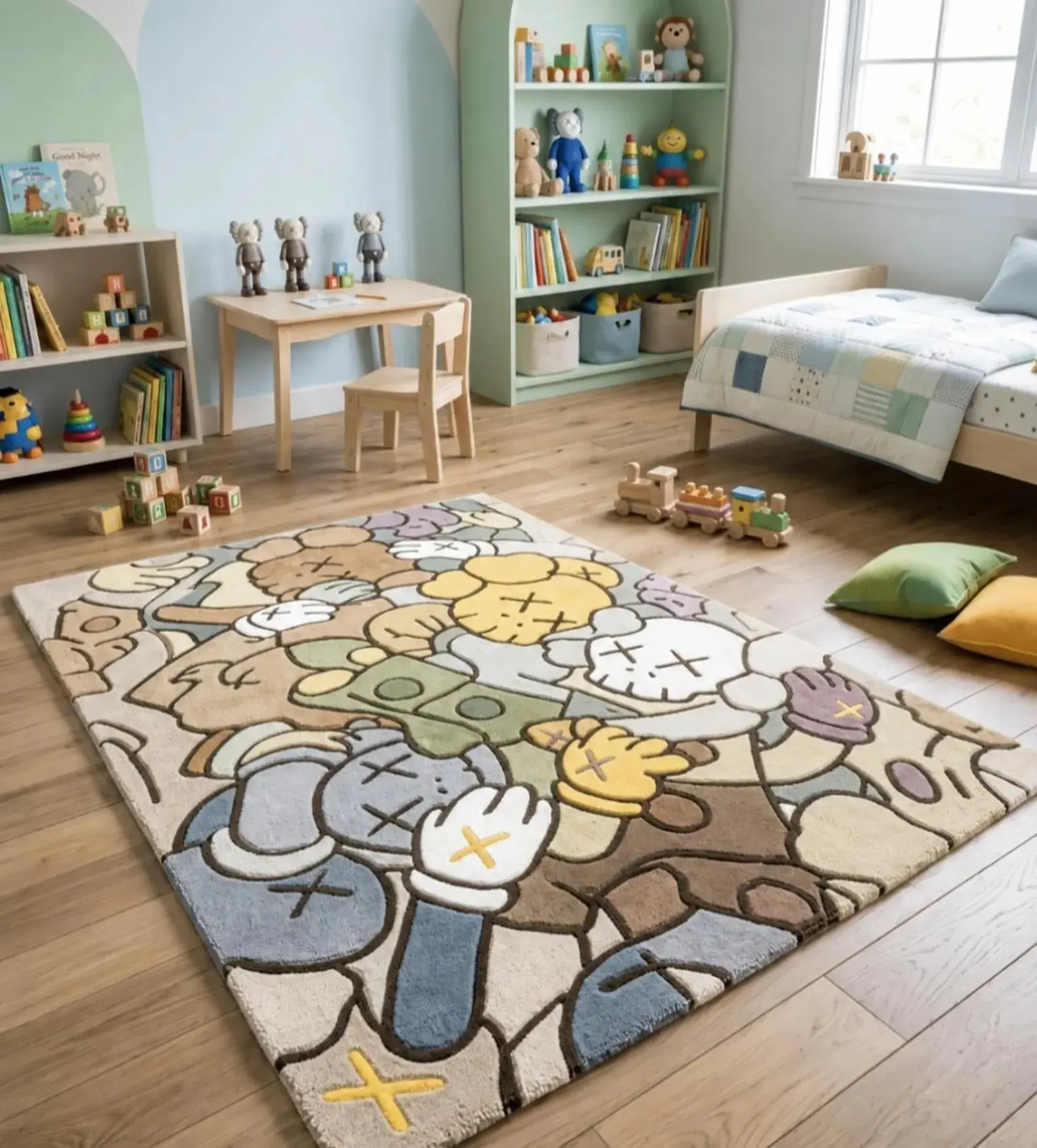Handmade Tufted KAWS Inspired Rug | Luxury Modern Area Carpet | Designer Cartoon Rug | Custom Living Room Bedroom Nursery Rug | Contemporary