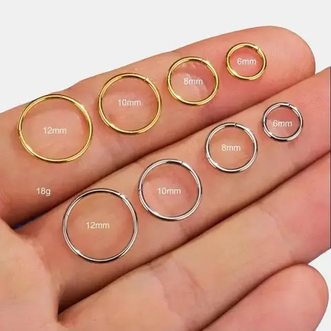Oufer 16G/18G/20G Implant Grade Titanium Hinged Segment Nose Hoop Nose Ring Cartilage Hoop Septum Ring Gift Choice