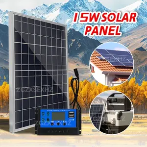15w Solar Panel Kit, High Efficiency Monocrystalline Solar Panels, Monocrystalline Silicon, USB Port, Portable Power Bank, Phone Charging, Camping Accessories, Outdoor Solar Devices, Solar Power System