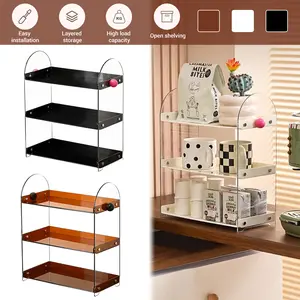 Clear Acrylic 3-Tier Storage Organizer Large Capacity Makeup Organizer Desktop Storage Shelf for Cosmetics Bathroom Home