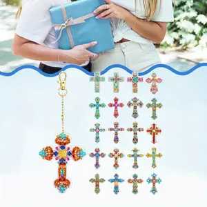20PCS Diamond Painting Keychains Kits for Adults Diamond Painting Double Sided Cross Shaped 5d Diamond Painting Keychains Gem for Beginners s Adults DIY Crafts Decor Gift Party christmas gifts