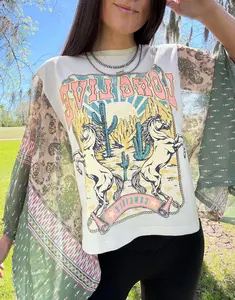 Long Live Cowgirls Vintage Boho Kaftan Graphic Top