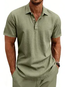 Men's summer textured slim fit short sleeved polo shirt! Breathable and sweat proof, with a three button design that allows for versatile commuting and vacation scenarios