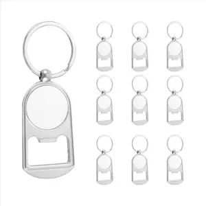 10 Pcs Sublimation Blank Keychain Metal Bottle Opener Blank Key Ring Heat Transfer Rectangular Sublimation Keychain