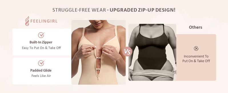 FeelinGirl Seamless Covered Bust Jumpsuit Thong Bodysuit Peach heart collar Fit Womenswear Comfort Shapewear Breathable Comfortable Day Sleeveless Corset Zipper TikTokShopBlackFriday