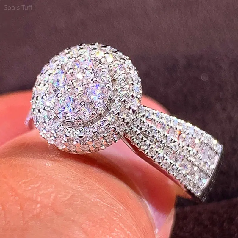 Women's Copper Micro-Pave Simulated Diamond Full Stone Band Ring, Shiny Exquisite Costume Jewelry for Daily, Date, Party Anniversary Gifts