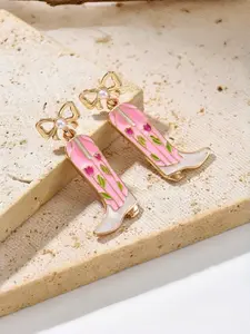 🎀Cute Tulip Cowboy Boot Earrings, Butterfly Pearl Western Dangle Earrings, Fashionable Cowgirl Party Drop Earrings, High Quality Earrings