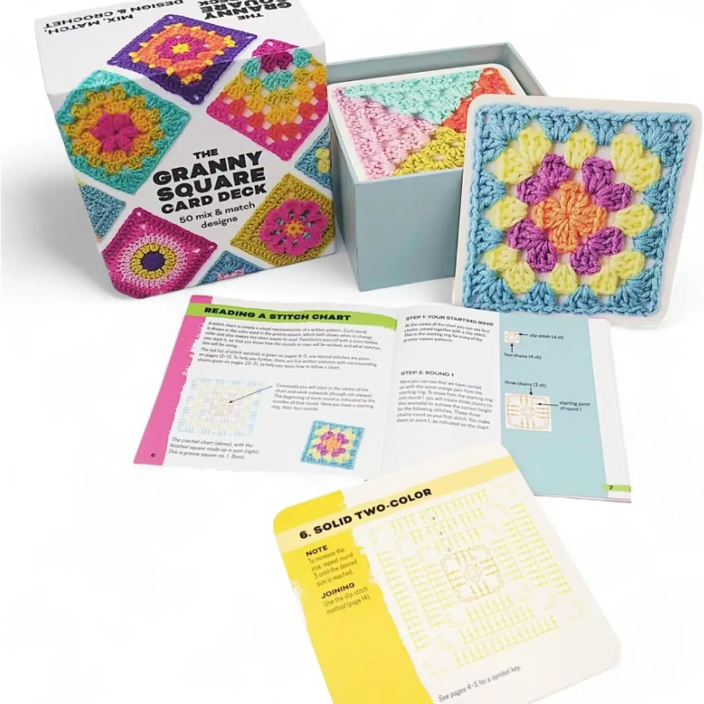 Grandma Square Card Deck DIY Yarn Teaching Cards, Simple Easy-To-Learn Teaching Cards, Perfect for Beginners, Fun and Educational, Learning Cards
