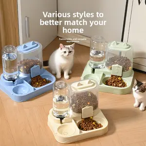 Bowl Automatic Feeders & Raised Stainless Steel Double-Bowl Cat Feeder and Water Dispenser Set for Cats, Small Dogs