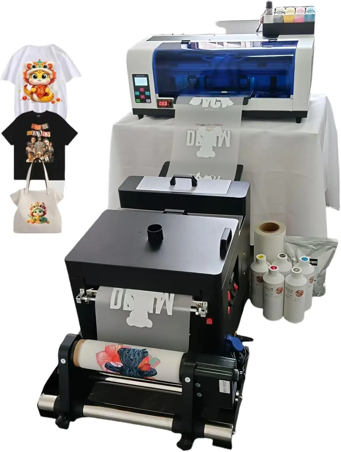 A3+ Plus XP600 DTF Printer with Shaking Dryer | 5x500ml Ink, Film & Powder Included,2x speed than L1800,Very stable, easy to operate, Hoson software