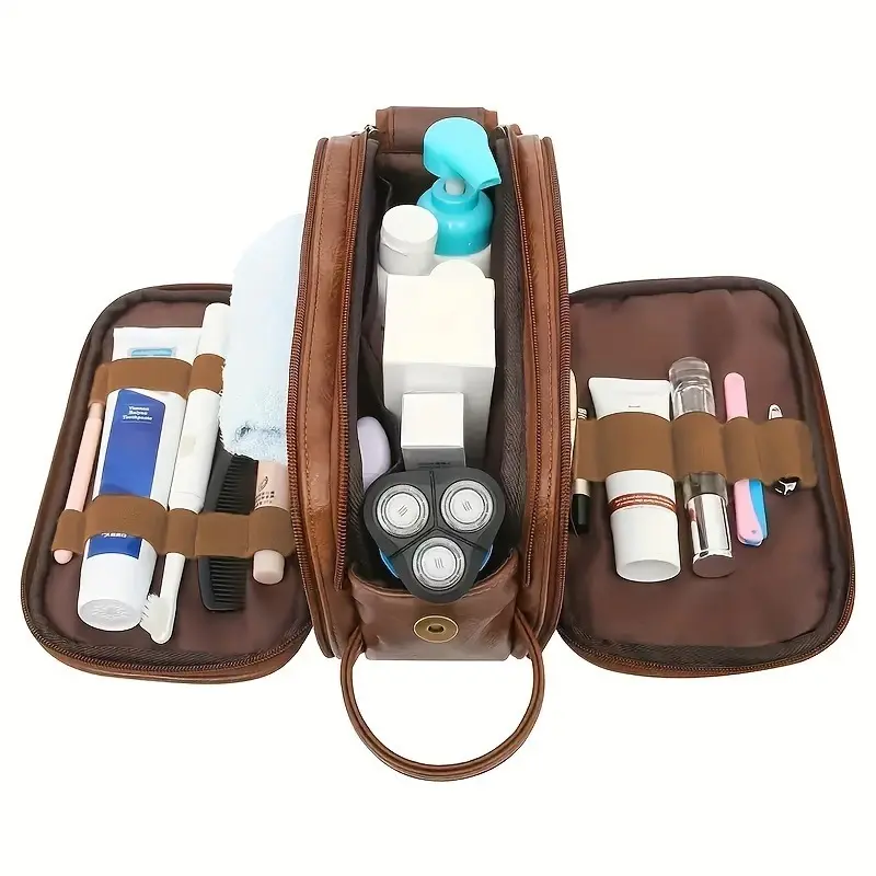 New product three-open multi-functional pu men's toilet bag large-capacity high-end cosmetic bag cosmetic storage bag