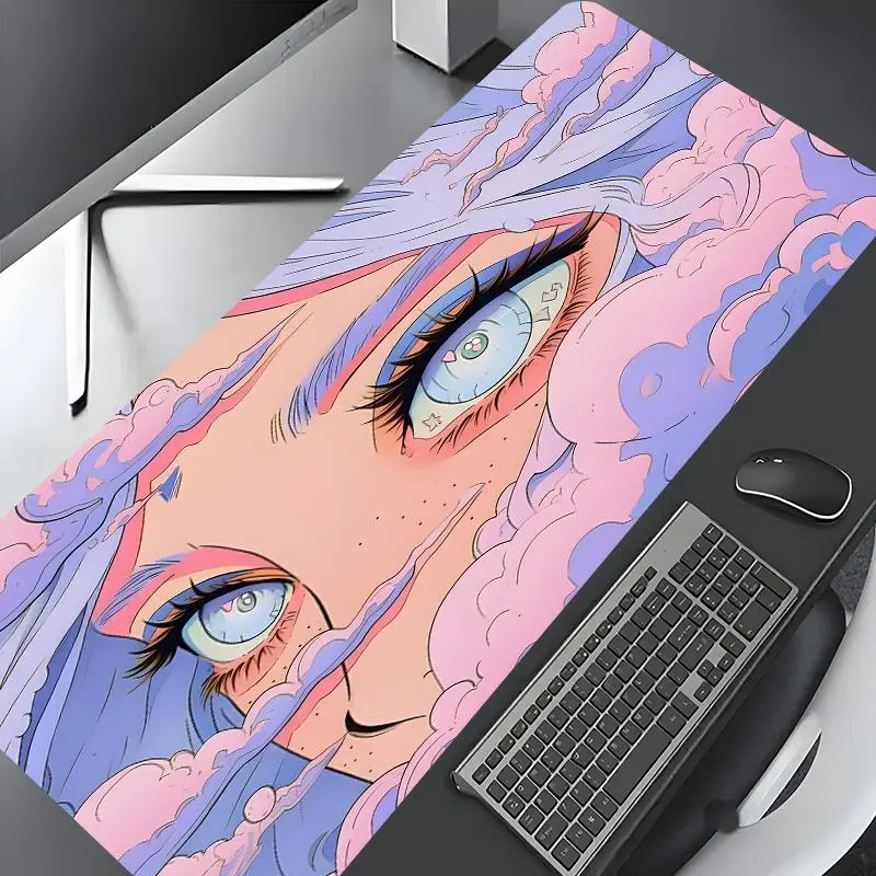 Cloud & Eye Pattern Mouse Pad, Rectangle Gaming Mouse Pad, Non-slip Rubber Pad, Aesthetic Desktop Decoration Protective Pad for Laptop, Desktop Computer Games, Desk Accessories