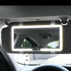 Car Sun Visor Makeup Mirror with Light, LED Touch Screen, Rechargeable, HD View, Adjustable Brightness, Ideal for Interior & Exterior Use