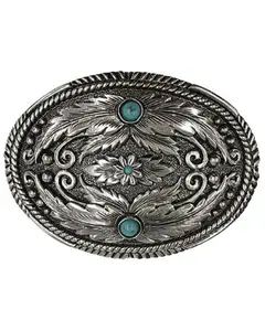 Cody James Unisex Fancy Feathers Turquoise Belt Buckle - 732-04