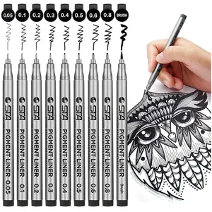 9pcs Micro-Pen Fineliner Set - Waterproof Archival Ink Drawing Pens for Artists, Illustration & Technical Work