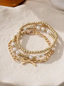 September Laurel  Elegant Faux Pearl Decorated Bracelet Set, Fashion Matching Bracelet, Fashion Jewelry for Party, Daily Clothing Decor, Trendy All-match & Exquisite Jewelry for Birthday Gift Christmas Gift