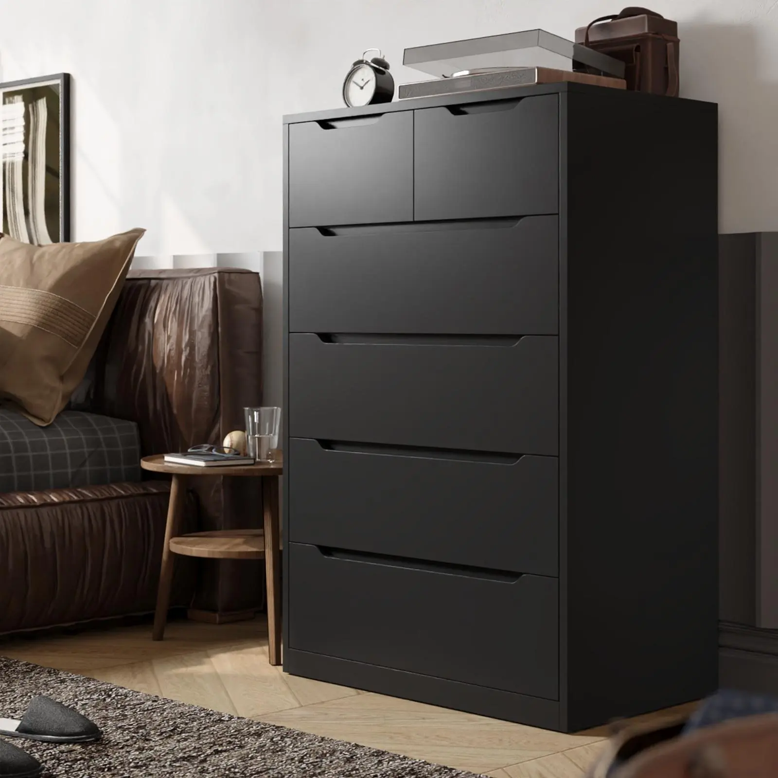 (Hot）Black-6 Drawers