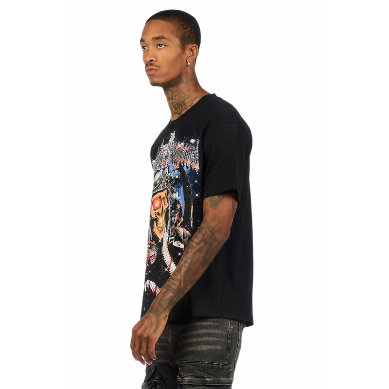 Airhart Black Graphic Rhinestone T-Shirt