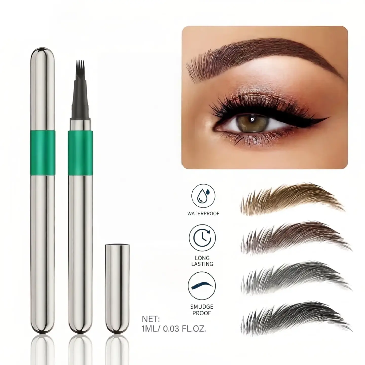 Eyebrow Pen, Waterproof Microblading Eyebrow Pencil, 4 Tip Precise Eye Brow Makeup Pen for Women to Effortlessly Create Hair Like Natural Brows, Non Dry Out and Last All Day, Cosmetic, Beauty Products, Eyebrows On Fleek