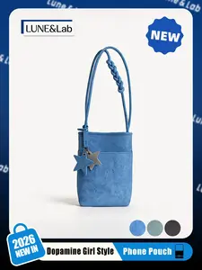 Y2K Minimalist Blue Mini Phone Bag with Star Keychain, Casual Crossbody Small Bag, Essential Summer Accessory, Single Shoulder Messenger Bag