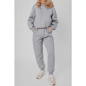 JUNIPER BLVD Solid Reverse Seams Hoodie and Joggers Set  Activewear Womenswear Everyday Top Pants Suits