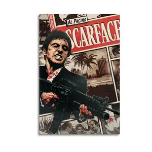 Scarface Movie Art Painting Decorative Classic Poster Art Wall Art Oil Painting Art Canvas Poster Decorative Painting Porch Living Room Art Decoration