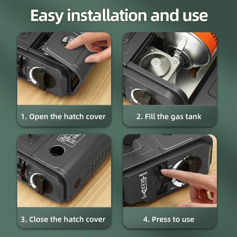 AORAN Portable Butane Camping Stove with Case and Frying Pan, Windproof Design for Outdoor Cooking & Tailgating Precise Heat Control Compact & Durable