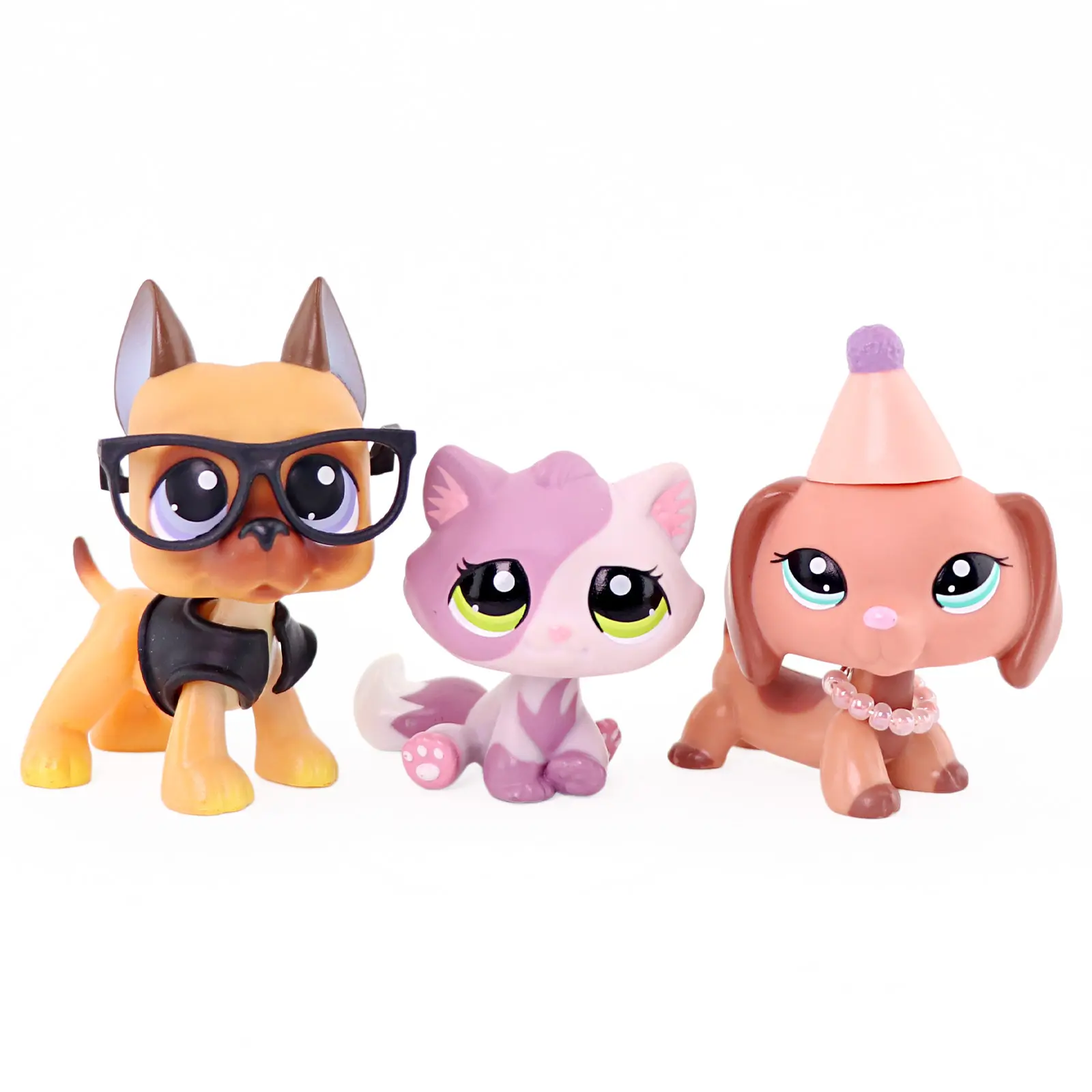 3 Pcs Cute Mini Pet Figures Set, Adorable Cartoon Dog & Cat Animal Collectible Figurines with Party Accessories, Small Pocket Pet Dolls for Kids Pretend Play, Birthday Party Favor Gift for Girls Boys Ages 4+