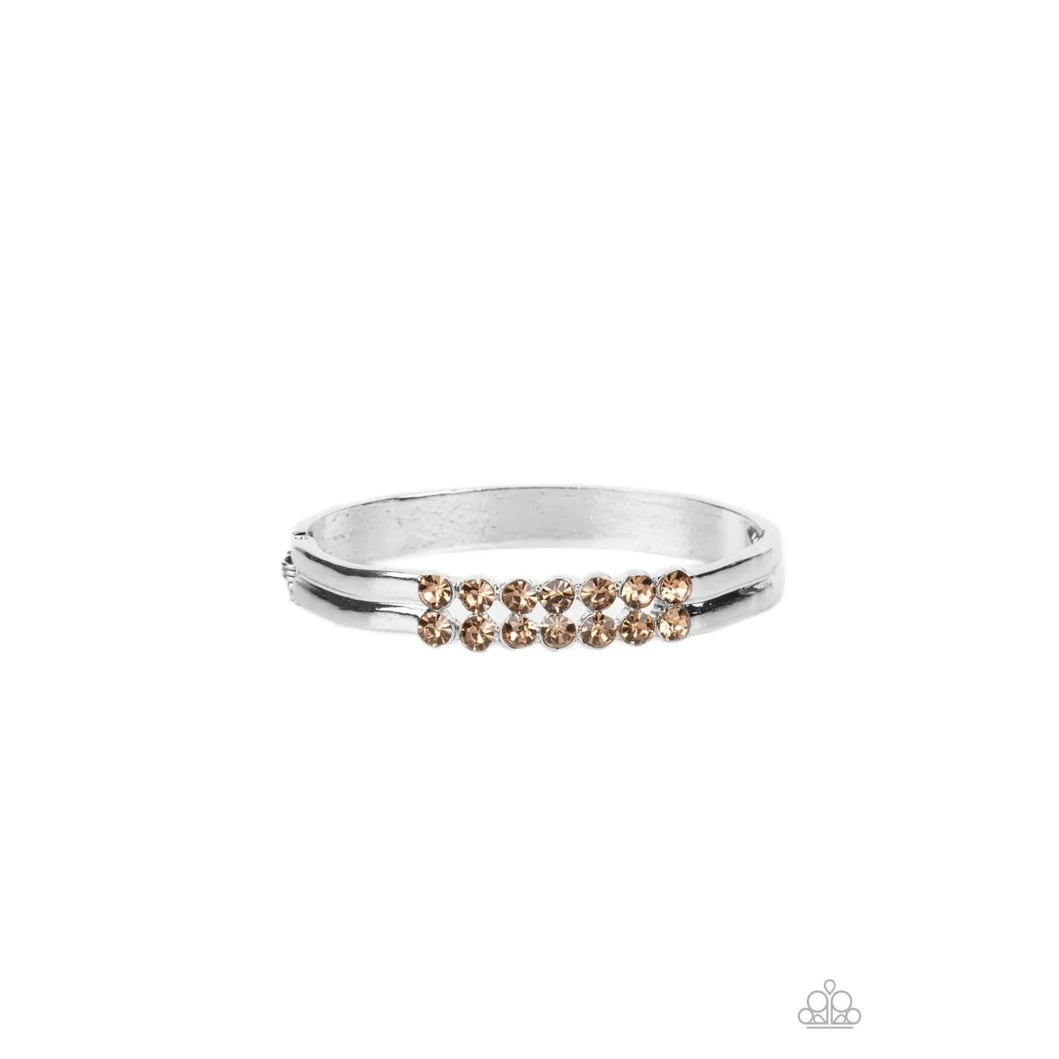 Doubled Down Dazzle - Brown Ring with Metal Band and Centering Stones