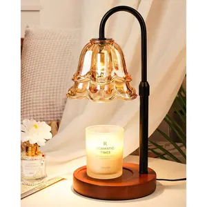 Candle Warmer Lamp with Timer and Dimmer, Adjustable Height, Flower Candle Lamp Warmer, Wax Warmer with Two Bulbs, House Warming New Home Decoration
