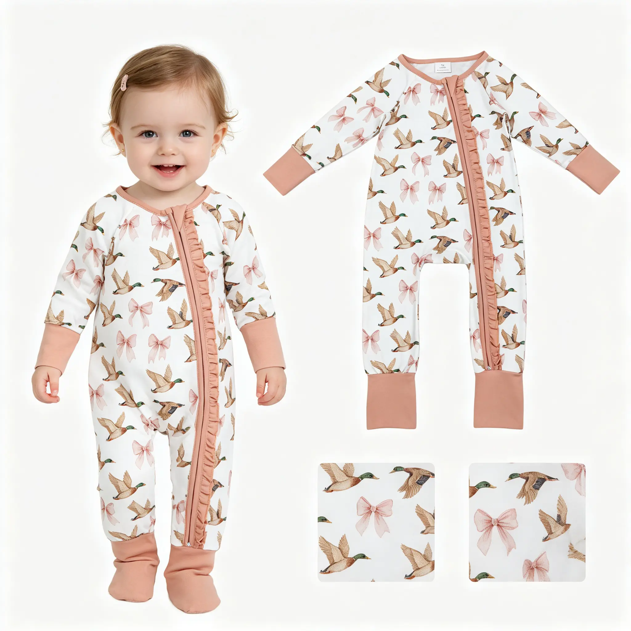 FS Baby Mallard Zip Romper | Winter Duck Onesie & Cozy Newborn Clothes Mallards Onesie UWH