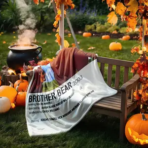 1 piece Brother Bear 2003 Movie Poster themed - Flannel Slogan Print blanket with modern design, suitable for sofas and beds, all-season use, super soft and comfortable, digitally printed pattern, 100% polyester material, machine washable