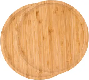 2 Pack Bamboo Tray 14 X 14 X 1 + 12 X 12 X 1 Inches Serving Tray Tea Tray Fruit Platters Dinner Plate Sour Candy Tray Aiamixo