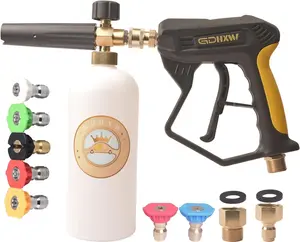Pressure Washer Gun with Foam Cannon, High Pressure Water Spray Gun, Car Wash Cleaning Wand with Multiple Nozzles and Quick Connector