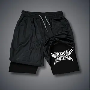 Babymetal Unisex Fit  Shorts Jorts Outfit Graphic Double-Layer Sports Shorts Comfortable Breathable Quick-Drying Polyester Fabric