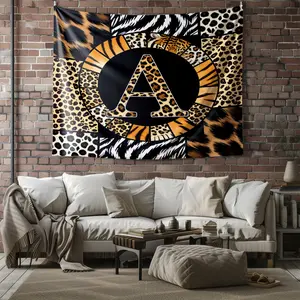 Leopard Print Letter Decorative Tapestry, High-Definition Digital Printing for Vibrant Colors, Breathable and Drapes Beautifully, Easy to Care for, and Effortlessly Covers Wall Imperfections. A Versatile Backdrop for Homes, Guesthouses, and Apartments.