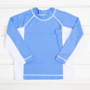 Classic Whimsy Watercolor Blue Rash Guard for Active Kids
