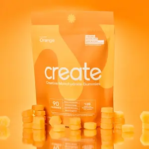 Create Creatine Monohydrate Gummies for Men & Women - Orange Color, 90 ct - Dietary Healthcare Supplement with Focus, Strength, and Endurance Benefits - Vitamin, Edible