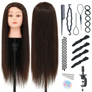 24-26 Inch Mannequin Head Human Hair, Cosmetology Manikin Doll Head for Hair Styling & Braiding, Ideal for Extension Training, Hair Extensions