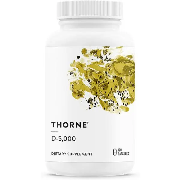 THORNE - Vitamin D-5,000 - Vitamin D3 Supplement - Supports Healthy Bones, Teeth & Muscles, Plus Cardiovascular & Immune Function* - NSF Certified for Sport - Gluten, Dairy & Soy-Free - 120 Capsules