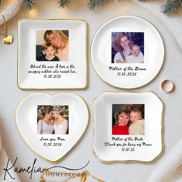 Custom Photo Mother Of The Groom Jewelry Dish, Mother Of The Bride Jewelry Plate, Custom Jewelry Tray For Mom, Wedding Favor Gift For Mom