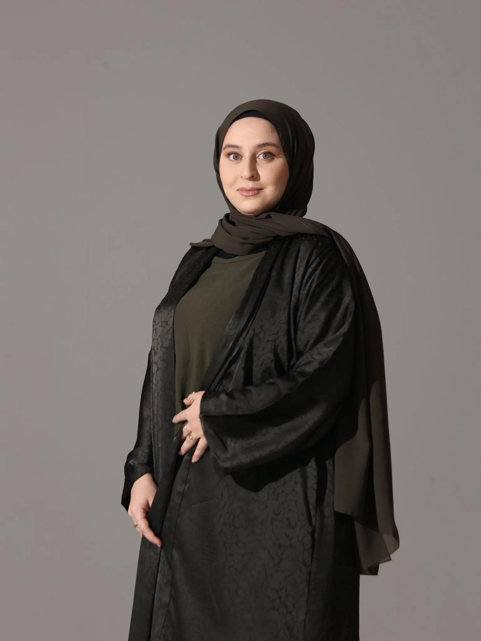 Olive Noir Jacquard Abaya