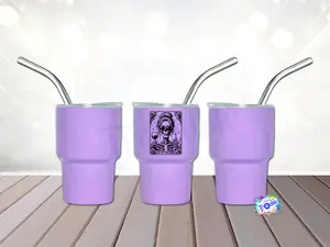 Last F*ck Given Funny Tarot Insulated 3 oz Tumbler Shot Glass Stainless Steel Drinkware with Lid & Straw for Hot or Cold Espresso