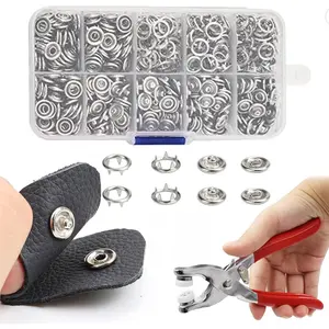 200Set Snap Button Kit with Manual Press Pliers, Assorted Colors for Sewing, DIY Crafts, Clothing, Hats, Bags, Sewing Supplies, Metal Material - Home Improvement