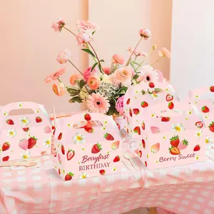 LaVenty Strawberry Party Decorations,Berry First Birthday Party Favors,Sweet Strawberry Treat Box Candy Goodies Bags for Strawberry 1st Birthday One Year Old Girl Birthday Decorations Supplies Set Gifts