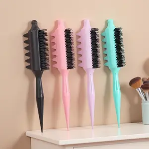 Styling Curling Bounce Curling Comb, Curly Hair Brush, Smooth Hair Curling Detangling Comb, Scalp Massage, Soft Bristles, Nylon Comb Teeth, Grooved Edge Design, Pointed Tail Curling Handle, for Bounce Curling and Styles, Hair Care Comb