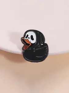 Halloween Duck Brooch Pin, Skull Gothic Fun Design, Holiday Quirky Atmosphere Decoration, Halloween Theme Clothing Accessory