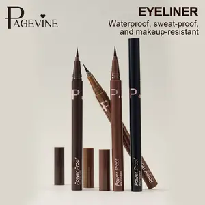 PAGEVINE Fiber Tip Liquid Eyeliner Pen with Soft Bristled Tip Waterproof Non-removing Anti-smudge for Detailing & Adding Dimension