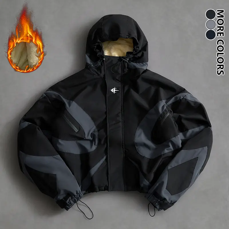 Men’s fleece-lined hooded warm long-sleeve jacket—comfortable outerwear; men’s casual jacket suitable for autumn and winter, ideal for everyday wear at home.
