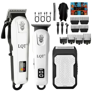 LQT Men's hair clipper  professional electric haircut set, including a razor, suitable for family barber shops, digital display LCD screen, USB charging, Father's Day gift